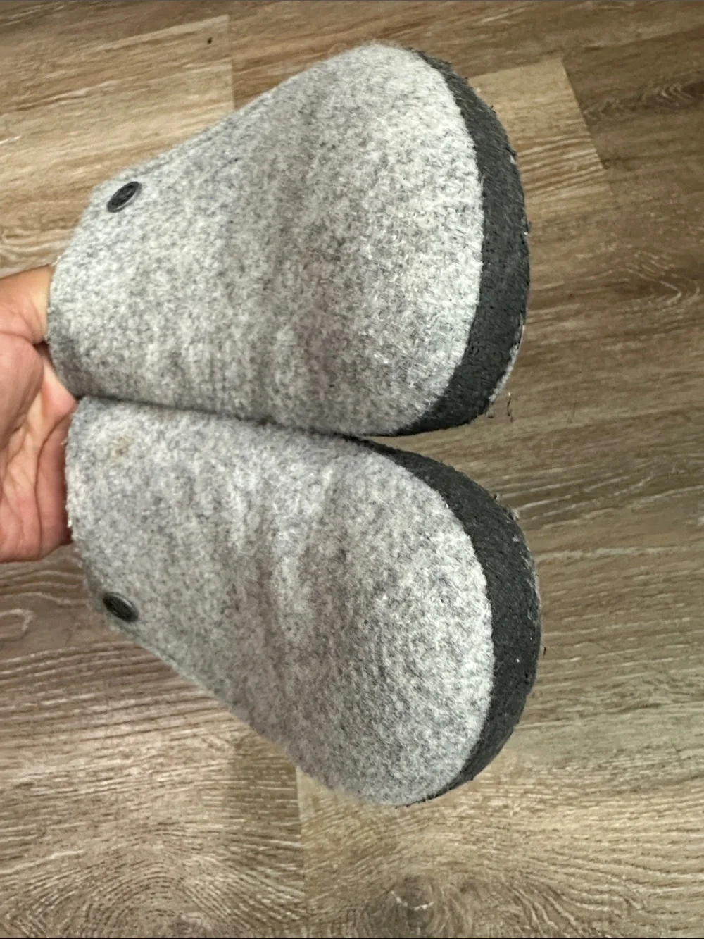 Birkenstock Cream and Light Gray Wool Felt Slip-On Clog W9 M7 - Picture 5 of 7